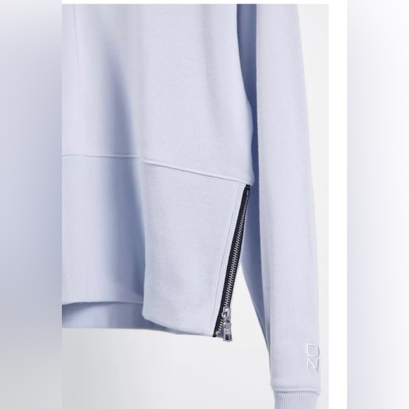 NWT DKNY Women's Cotton Performance Cropped Zip-Detail Sweatshirt - Picture 2 of 6